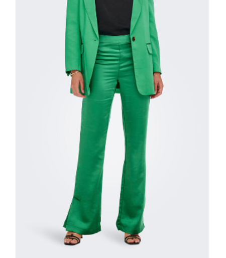 Spodnie materiałowe Zielony Flare Fit