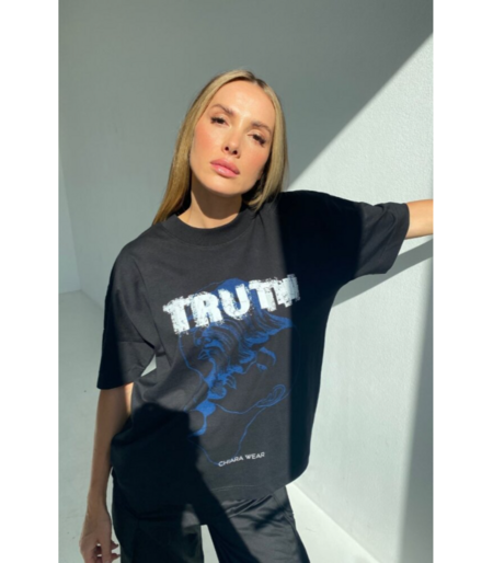 T-shirt damski oversize TRUTH - czarny