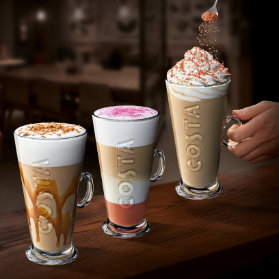 Costa Coffee Kawy Cieple French Caramel White Chocolate And Rose Coconut Latte