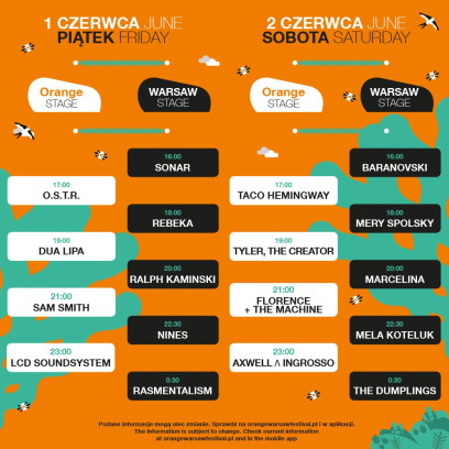 Orange Warsaw Festival 2018: cały line-up i dokładne godziny koncertów
