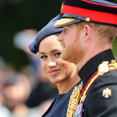 Meghan Markle i książę Harry na paradzie urodzinowej królowej Elżbiety II Trooping The Colour.