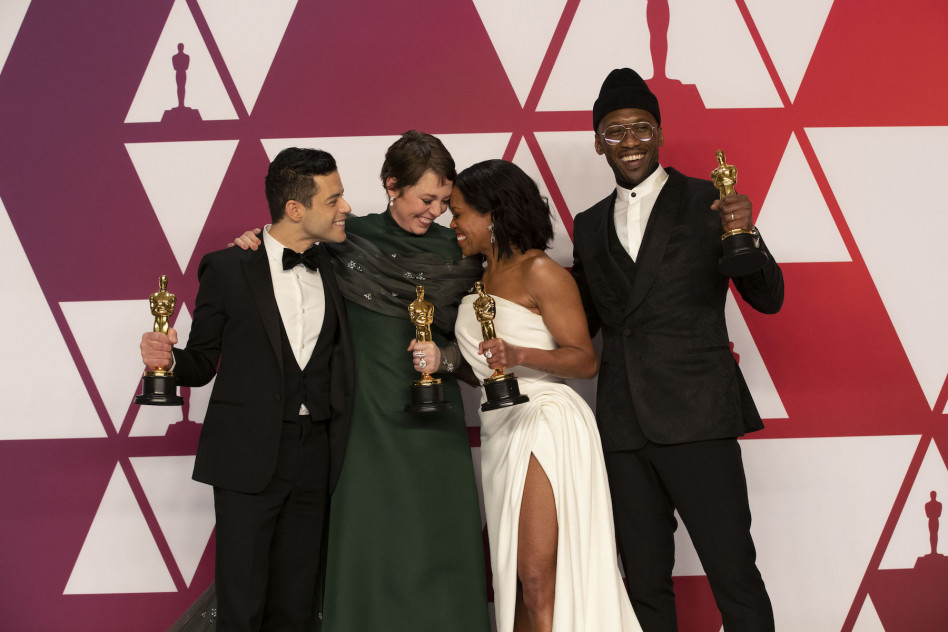 Oscary 2019: aktorzy, którzy zdobyli statuetki za pierwszo i drugoplanowe role, czyli Rami Malek, Olivia Colman, Regina King i Mahershala Ali.