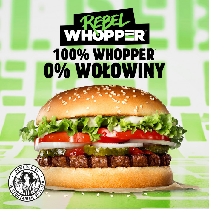 Burger King wprowadza do oferty kolejnego burgera wegetariańskiego! Rebel Whopper to roślinna wersja kultowego burgera marki