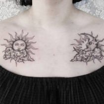 Tatuaż słońce i księżyc