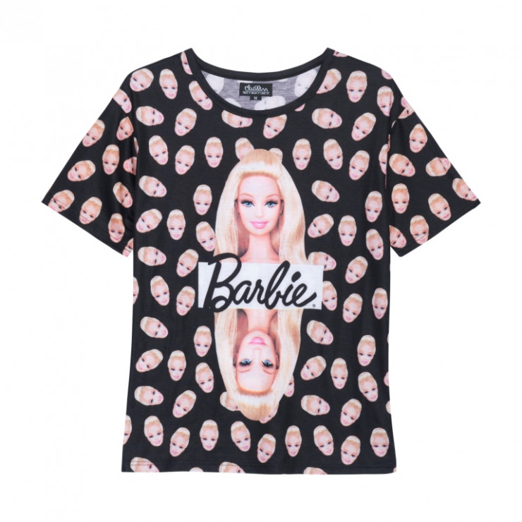 Barbie-Cropp t-shirt z nadrukiem Barbie Head cena 49,99