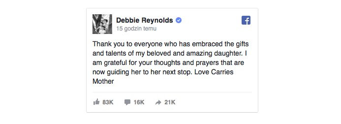 Carrie Fisher: Internet reaguje na śmierć aktorki znanej z "Gwiezdnych wojen"
