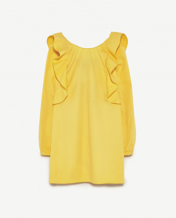 Żółta sukienka z falbanami Zara