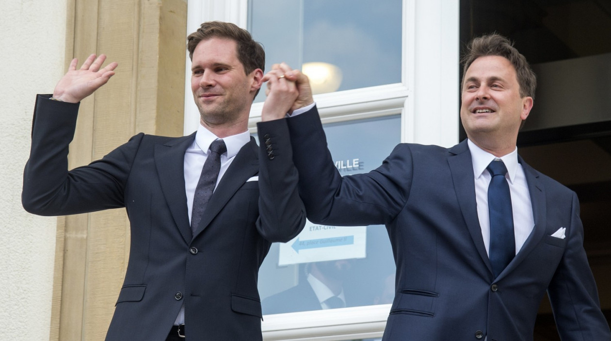 Po lewej Gauthier Destenay - mąż premiera Luksemburga