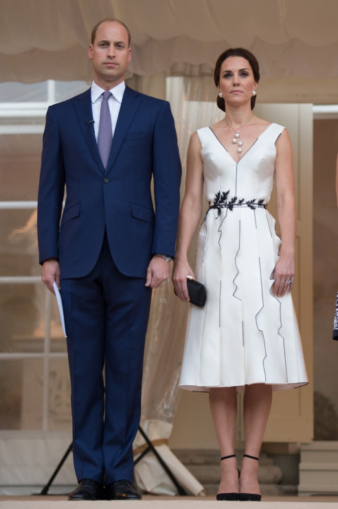 Książę William i księżna Kate na bankiecie w Łazienkach Królewskich, zorganizowanym przez Ambasadora Wielkiej Brytanii w Polsce z okazji 91. urodzin królowej Elżbiety II