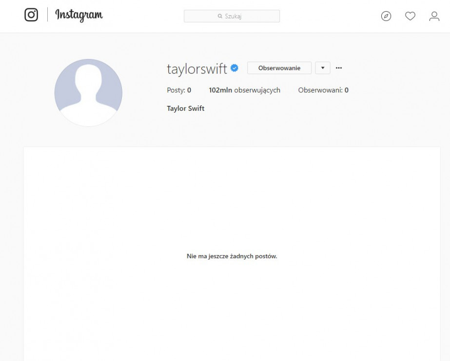 Z Instagrama Taylor Swft też zniknęły wszystkie posty.