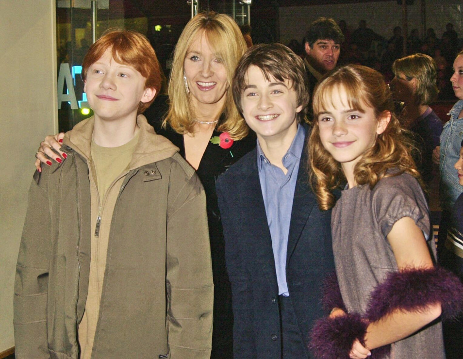 Rupert Grint, Daniel Radcliffe, Emma Watson i J.K. Rowling, 2002 rok