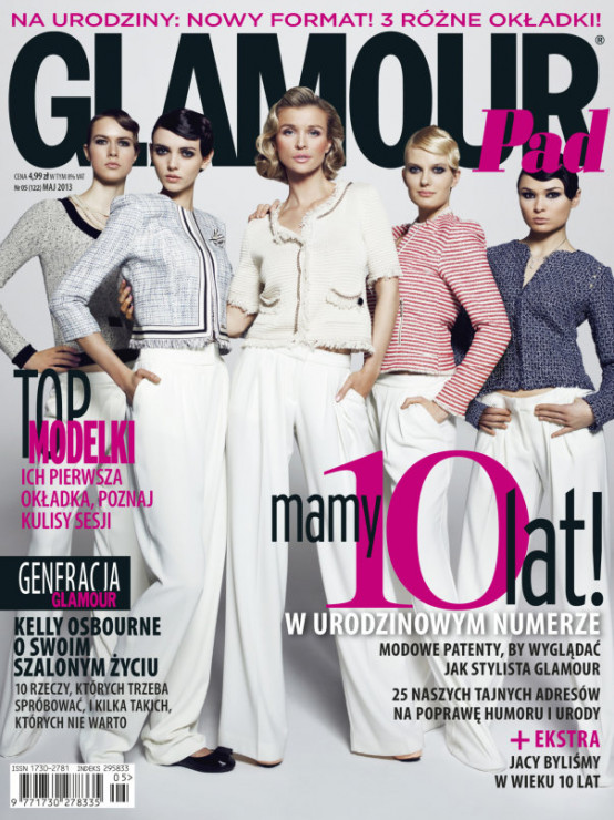 Finalistki Top Model 3 Anna Cybulska, Marcela Leszczak, Joanna Krupa, Anna Piechowiak i Joanna Zaremska na okładce Glamour