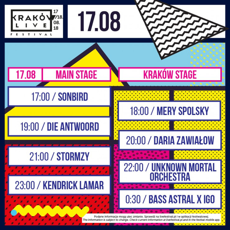 Kraków Live Festival 2018: rozpiska godzinowa koncertów pierwszego dnia