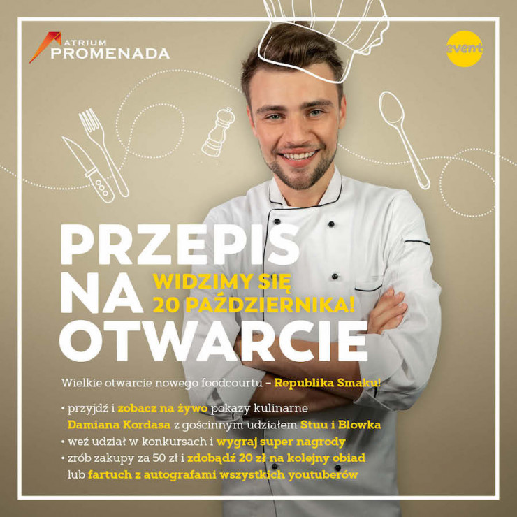 Podczas otwarcia nowej strefy gastronomicznej będziecie mogli gotować wspólnie z Damianem Kordasem!