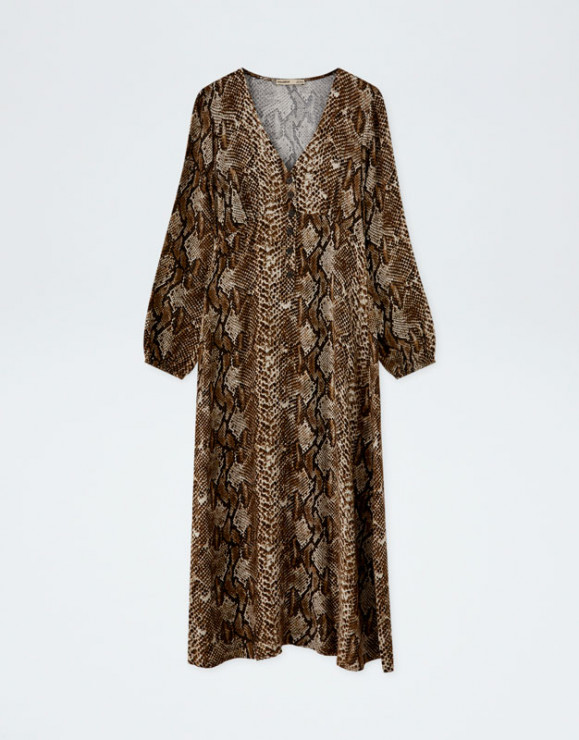 Sukienka midi w wężowy wzór Pull&Bear, 139 zł