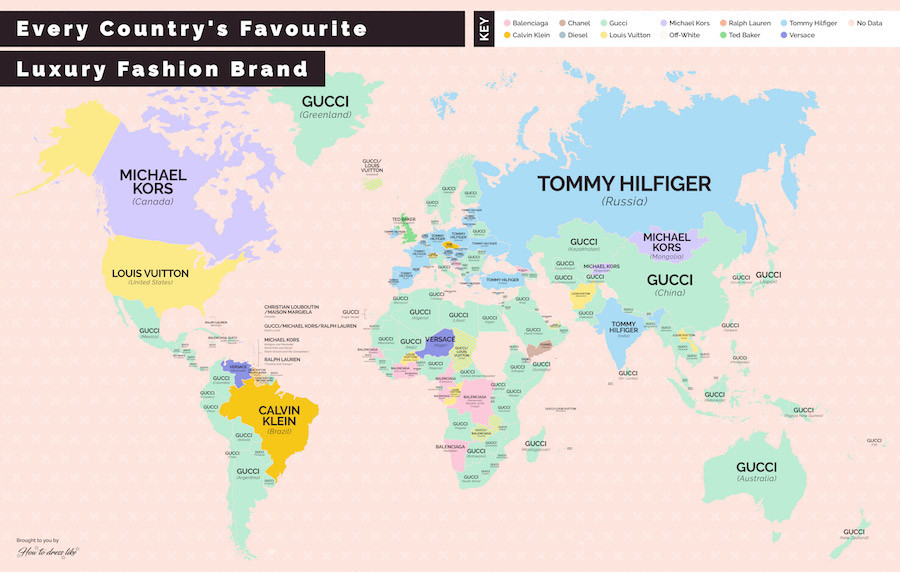 Ulubione luksusowe marki na całym świecie. W Polsce najpopularniejszy jest Tommy Hilfiger.