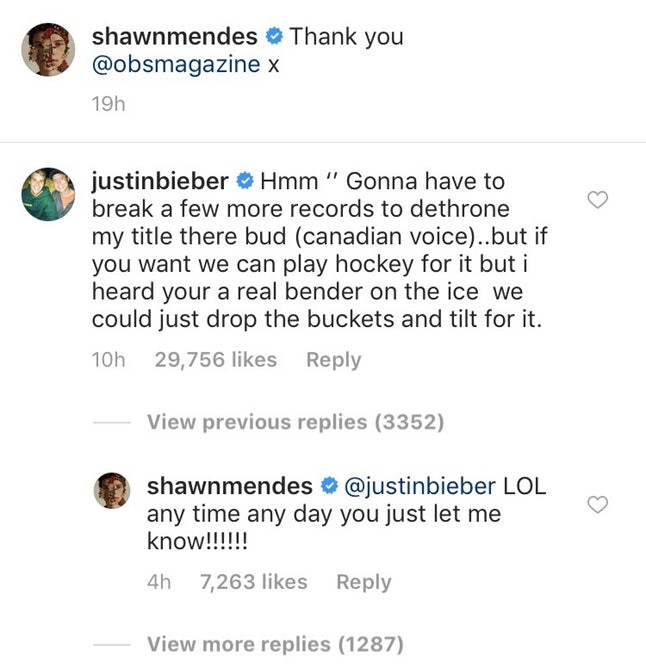 Justin skomentował zdjęcie Shawna z okładką magazynu The Observer, który nazwał go księciem popu. Oto, jak skomentował to Justin i jak odpowiedział mu Shawn.