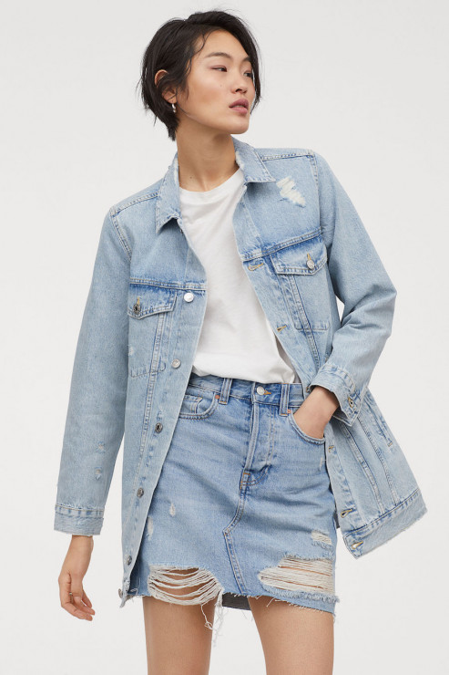 Długa kurtka jeansowa H&M, 199,99 zł