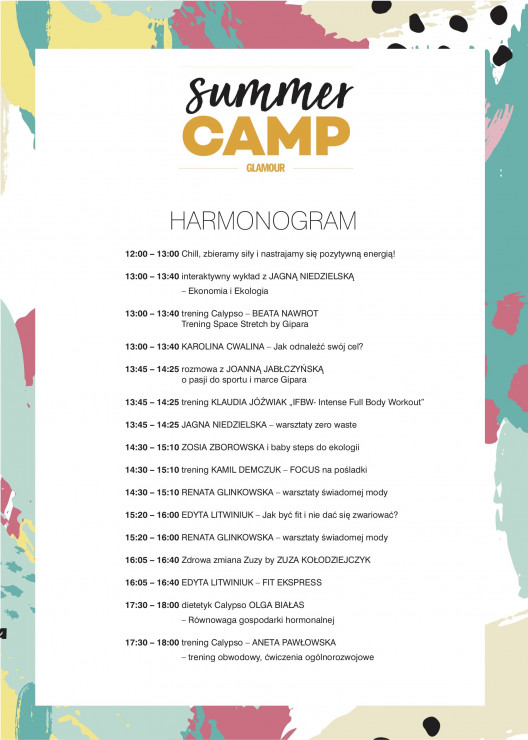 Harmonogram Summer Camp 2019