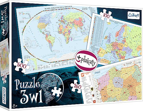 Puzzle Mapa Polski, Europy, Świata / Empik, 59,99 zł
