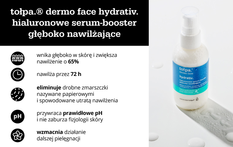tołpa.® dermo face hydrativ. hialuronowe serum-booster głęboko nawilżające - infografika